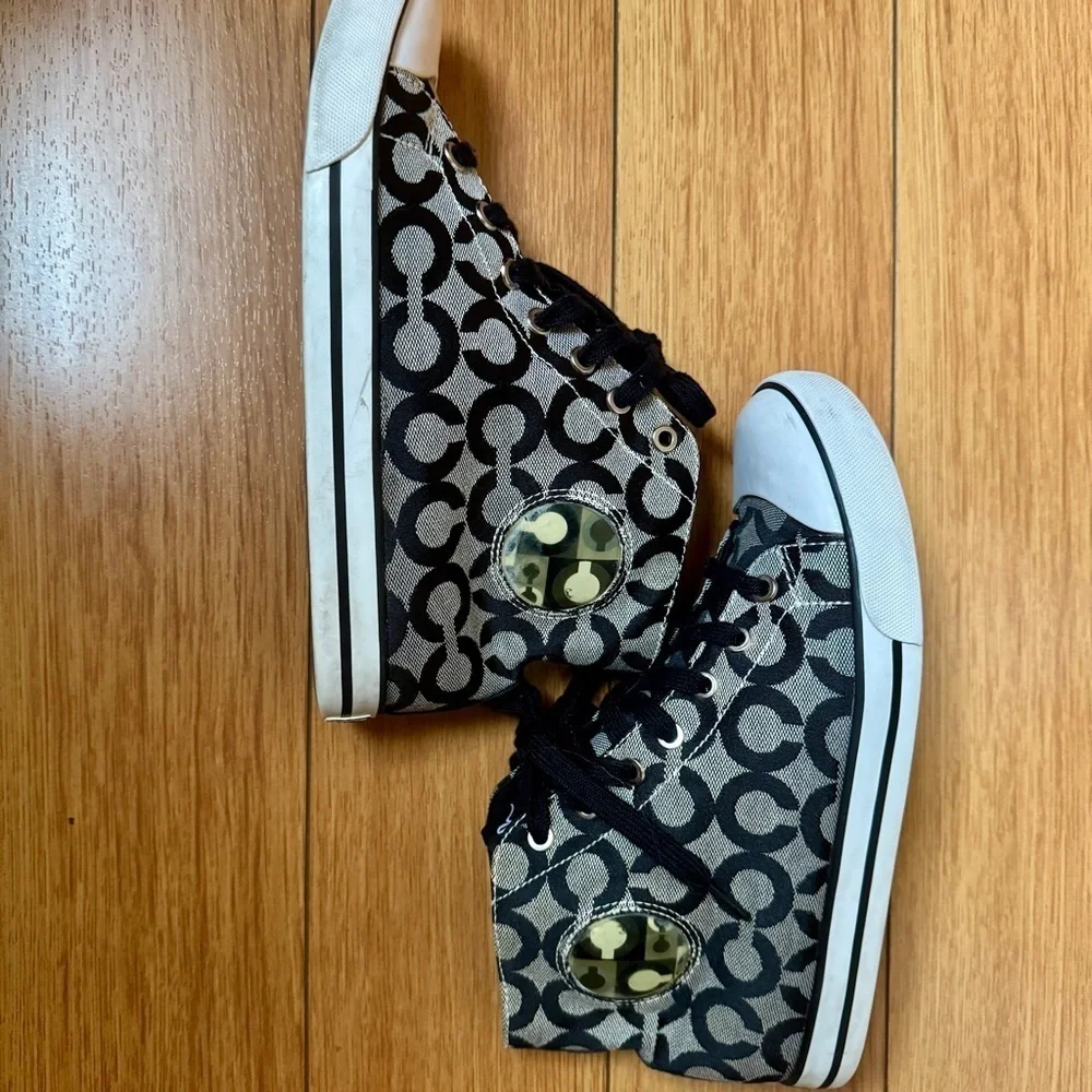 Coach Women's Black and Grey Patterned Sneakers